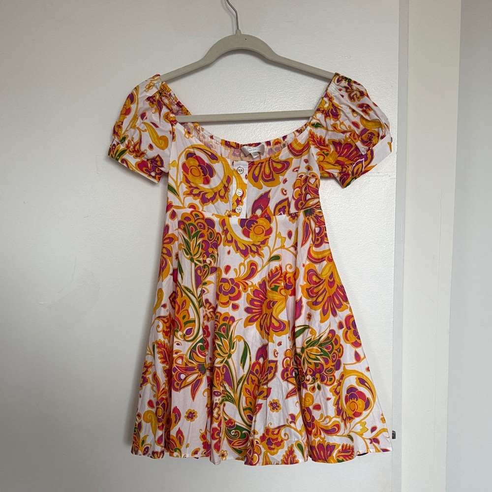 NWOT Caroline Constas XS dress orange and yellow